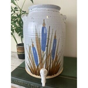 Rare Vintage 1960s MCM Farmhouse Stoneware Dispenser For Water Tea or Lemonade
